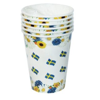 Pappmugg 250ml 6-p Flaggor & Blommor