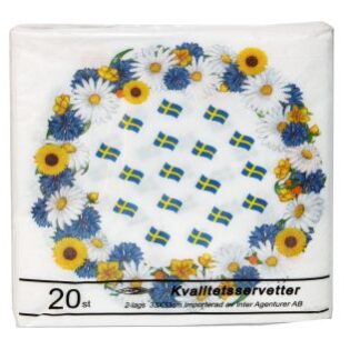 Servett 33x33cm 20-p Flaggor & Blommor